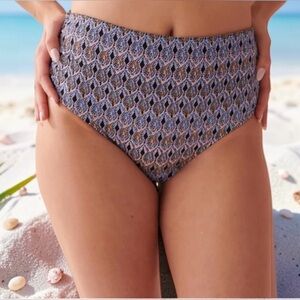NEW, Aqua La Vie en Rose, Waisted Textured Bikini Bottom, XL, Black, Blue, Pink